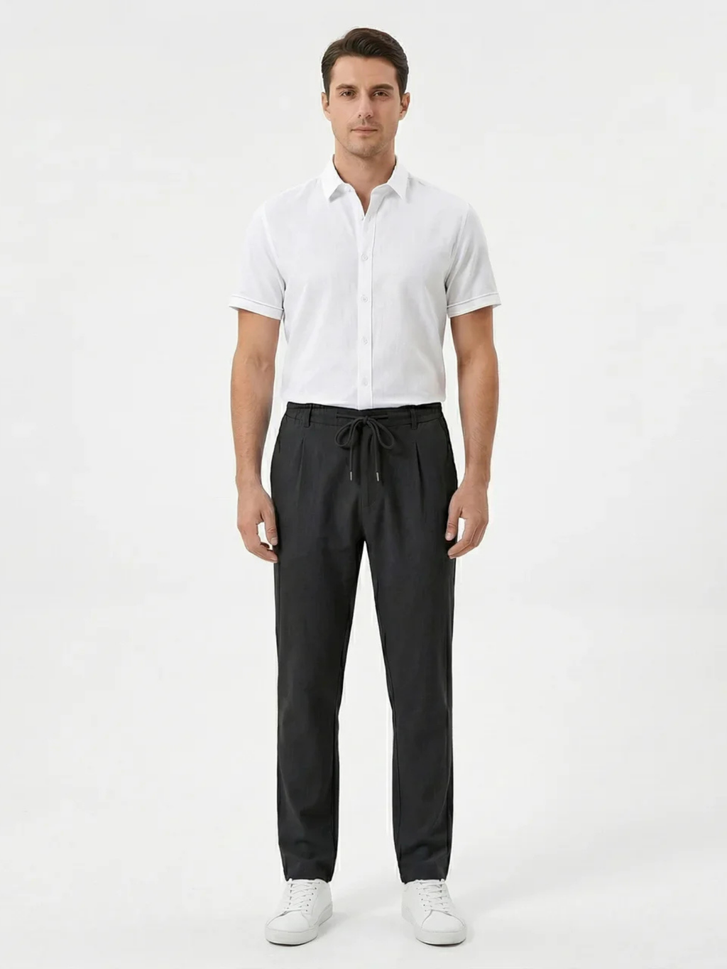 Men's Drawstring Straight-Leg Trousers