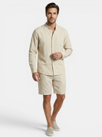 Men’s Long Sleeve Shirt and Shorts Two-Piece Set