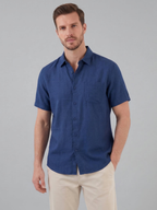 Men’s Short-Sleeve Linen Shirt with Button Closure