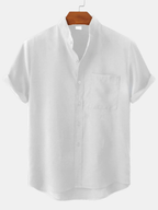 Men’s Short Sleeve Band Collar Shirt