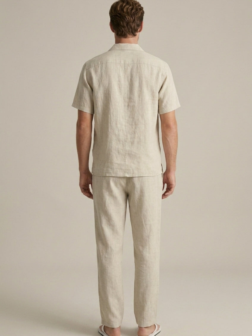 Men’s Short Sleeve Shirt & Long Trousers Two-Piece Set – Single Button Design