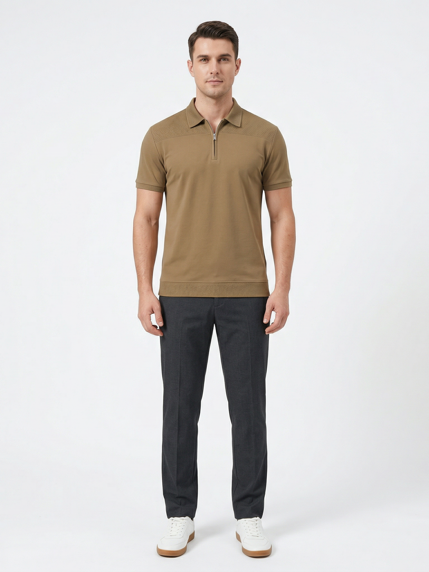Men’s Short Sleeve Zip Polo Shirt