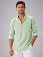 Men’s Stand Collar Summer Shirt – Relaxed Modern Fit