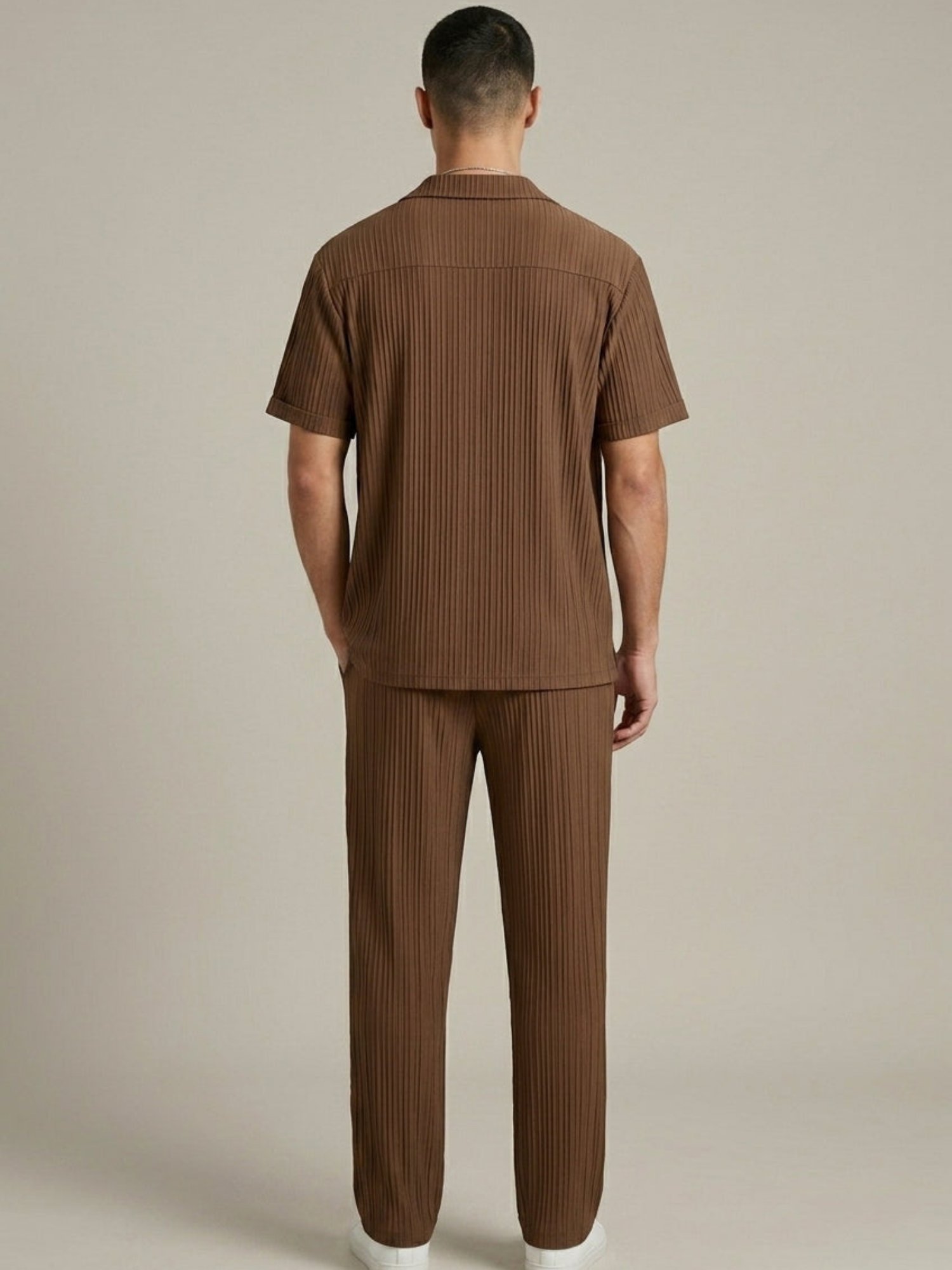 Men’s Textured Short Sleeve Shirt & Tailored Drawstring Trouser Set