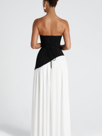 Women's Plunging Neck Velvet Maxi Dress with Side Slit