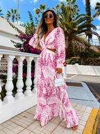 Women's A-Line Maxi Dress with Round Neck