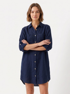 Women's Button-Front Long Sleeve Shirt Dress
