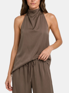 Women’s Halter Neck Top and Wide-Leg Trousers Set