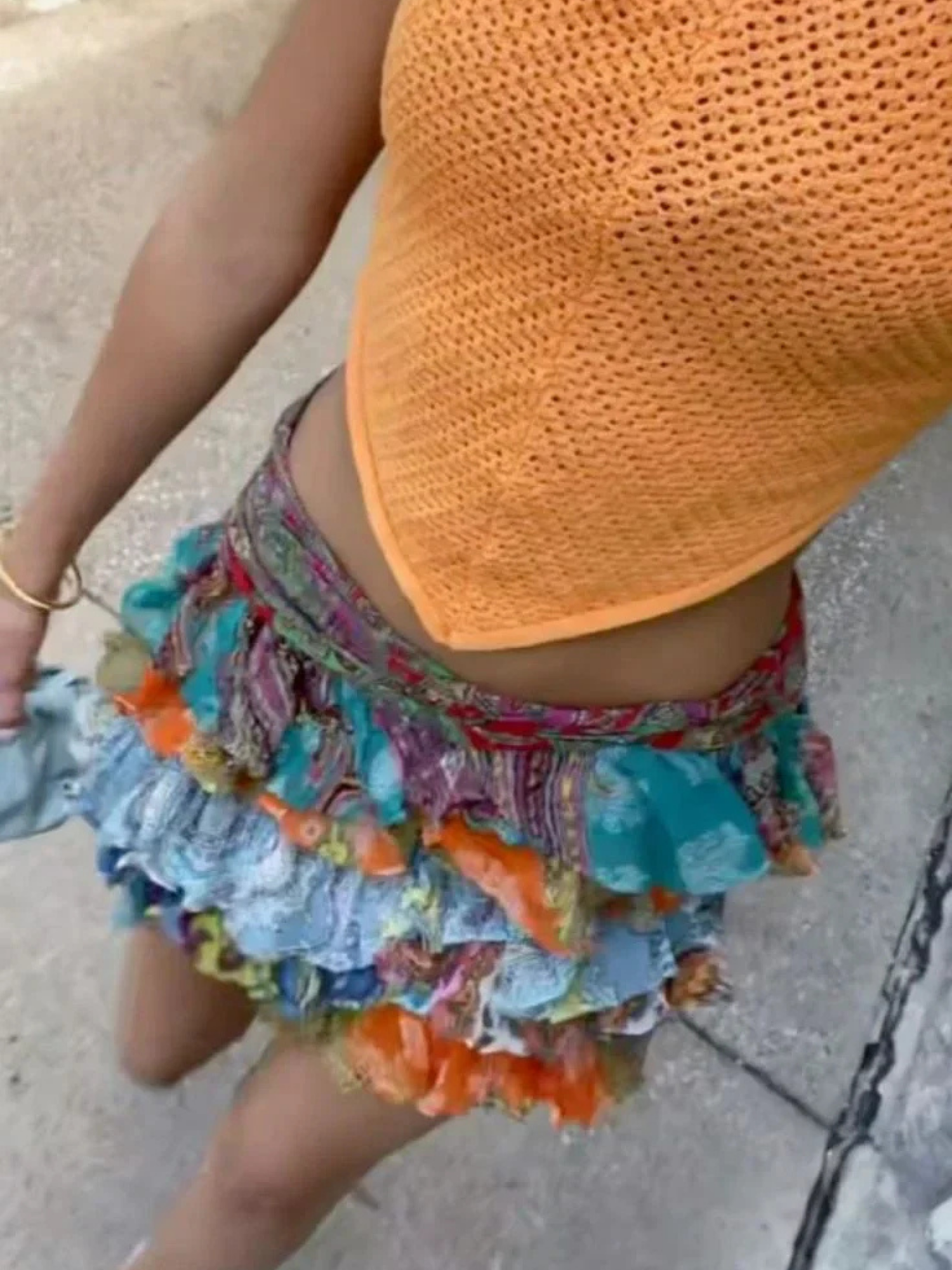 Women’s Multicolor Ruffle Mini Skirt