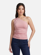 Women's One-Shoulder Ruched Sleeveless Top