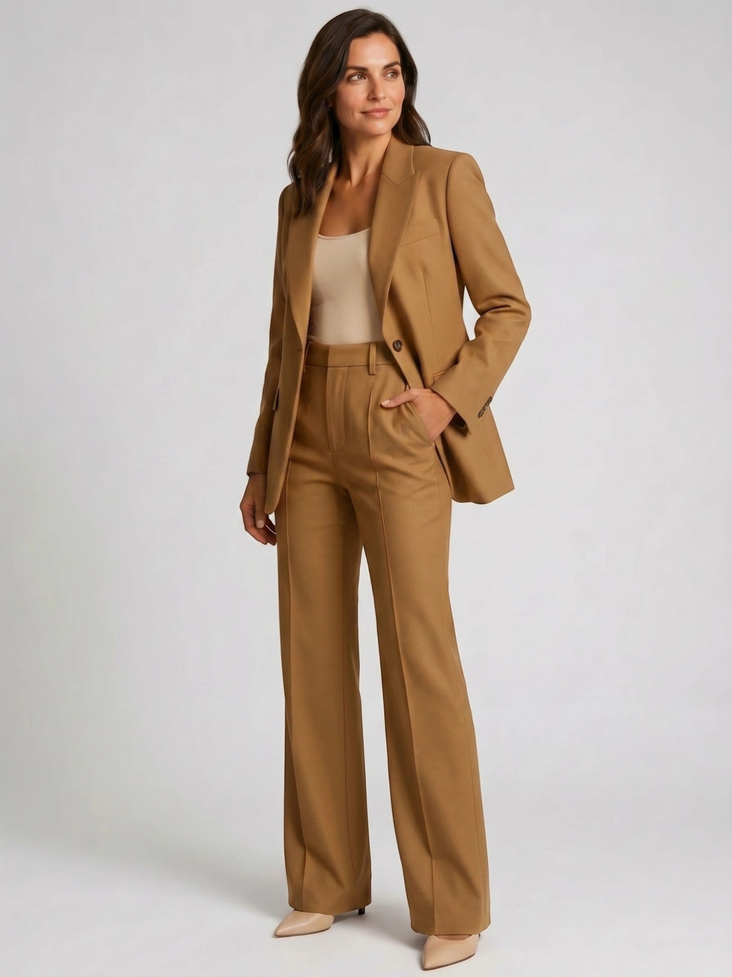 Women’s Two-Piece Blazer and Wide-Leg Trousers Suit
