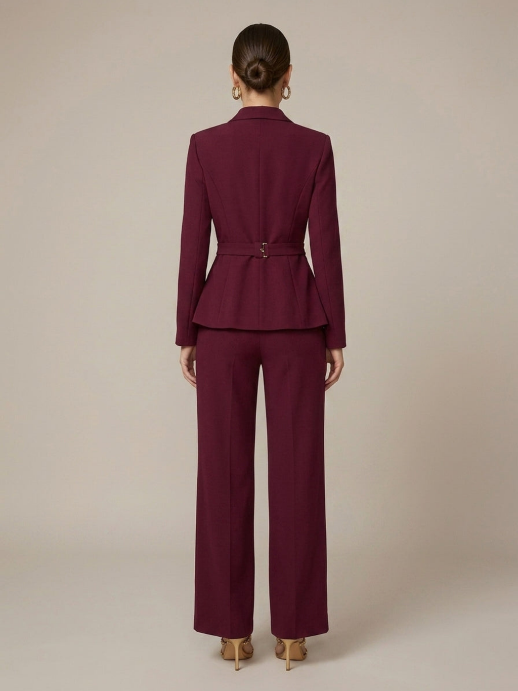 Women’s V-Neck Long Sleeve Top & Wide-Leg Trouser Two-Piece Set