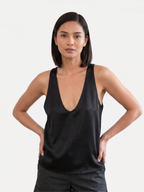 Women's V-Neck Satin-Style Sleeveless Top