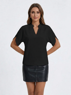 Women's V-Neck Short Sleeve Blouse