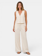 Women’s V-Neck Waistcoat and Wide-Leg Trousers Set