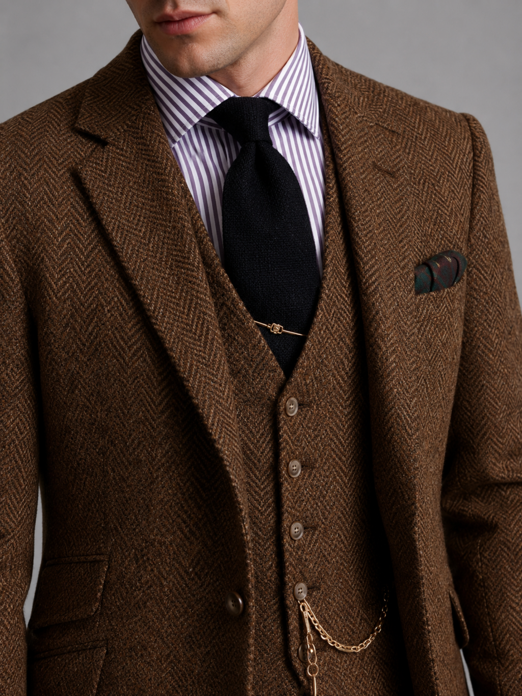 Classic 3-Piece Tweed Suit – Timeless Formal Elegance