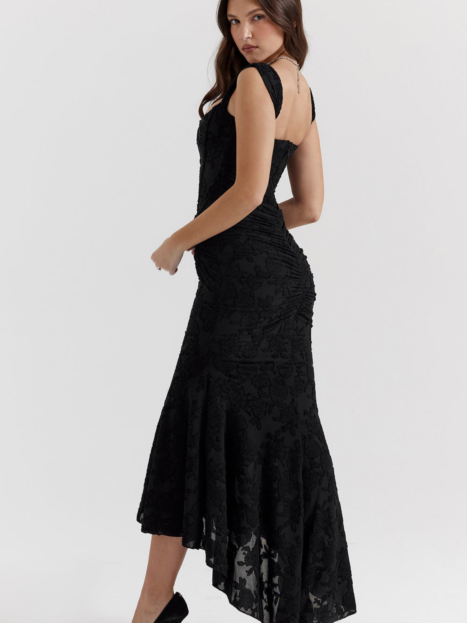 Women's Draped Corset High-Low Gown