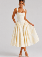 Gingham Midi Dress – Structured Charm with Feminine Volume