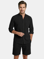Men’s Long Sleeve Shirt and Shorts Two-Piece Set