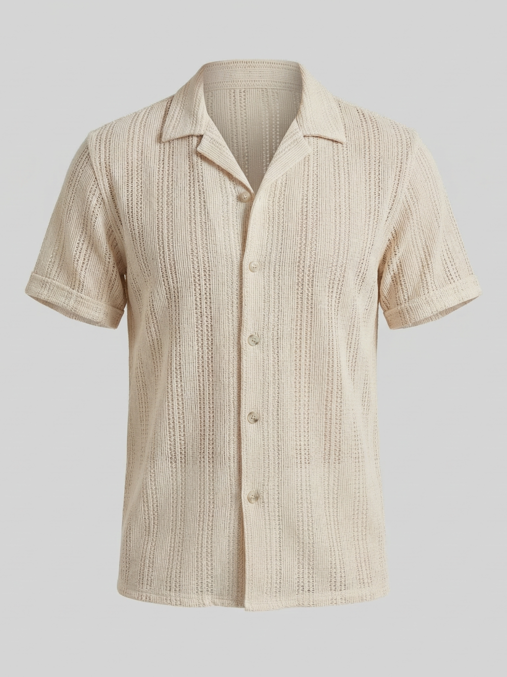 Men’s Short-Sleeve Button-Down Shirt with Front Button Closure