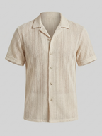Men’s Short-Sleeve Button-Down Shirt with Front Button Closure
