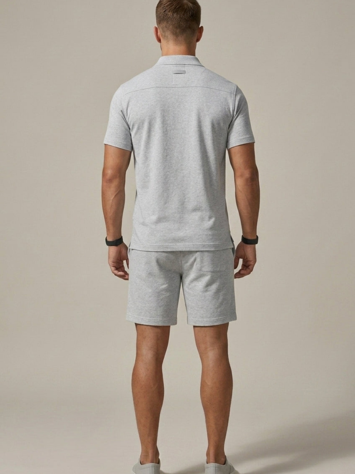 Men’s Short Sleeve Shirt & Drawstring Shorts Two-Piece Set
