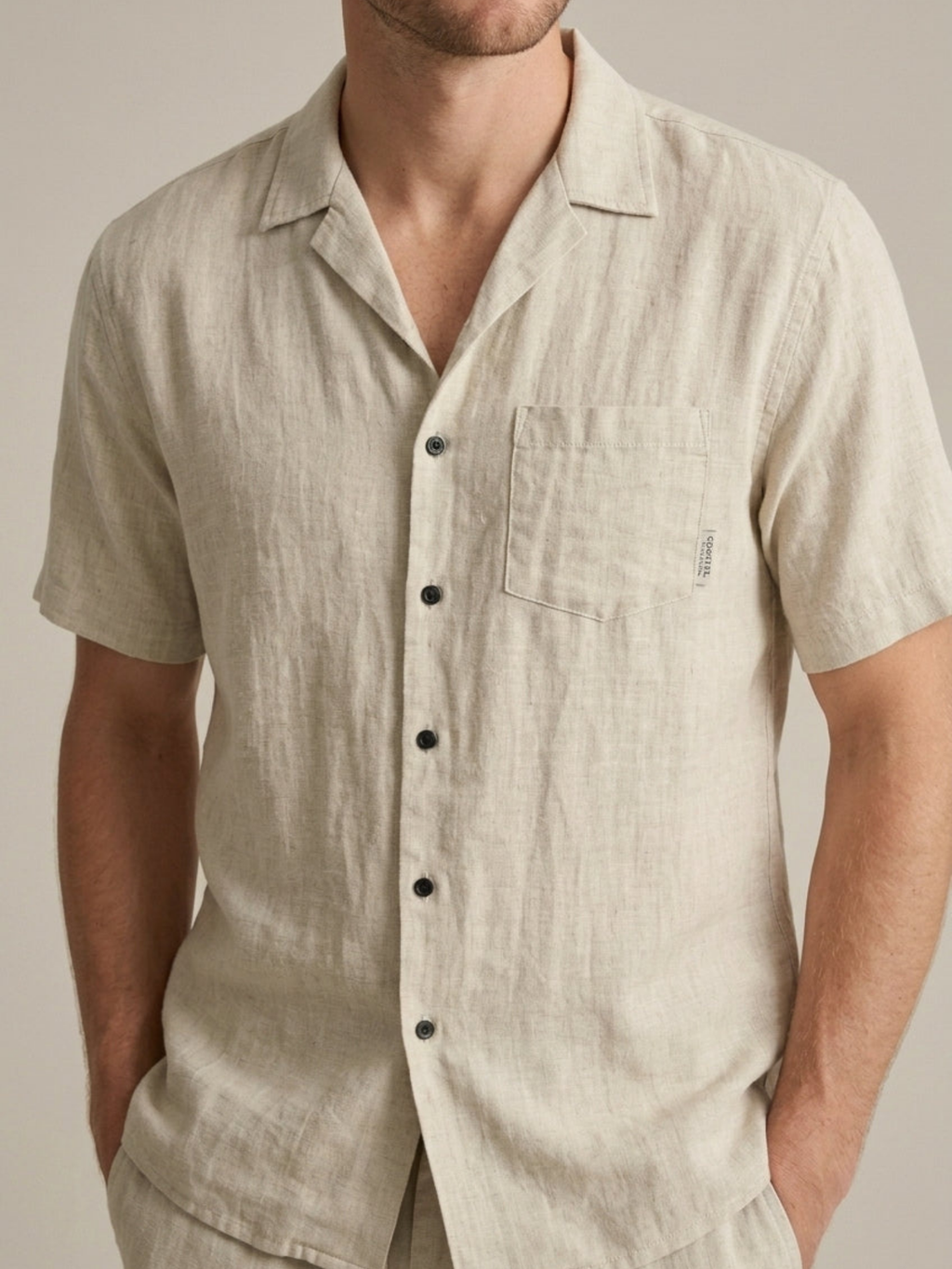 Men’s Short Sleeve Shirt & Long Trousers Two-Piece Set – Single Button Design