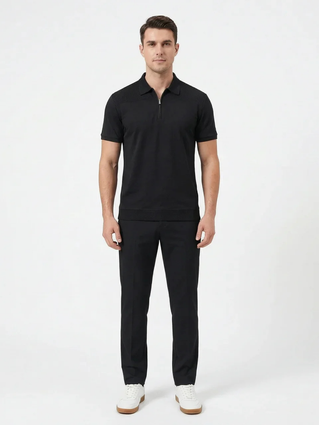 Men’s Short Sleeve Zip Polo Shirt