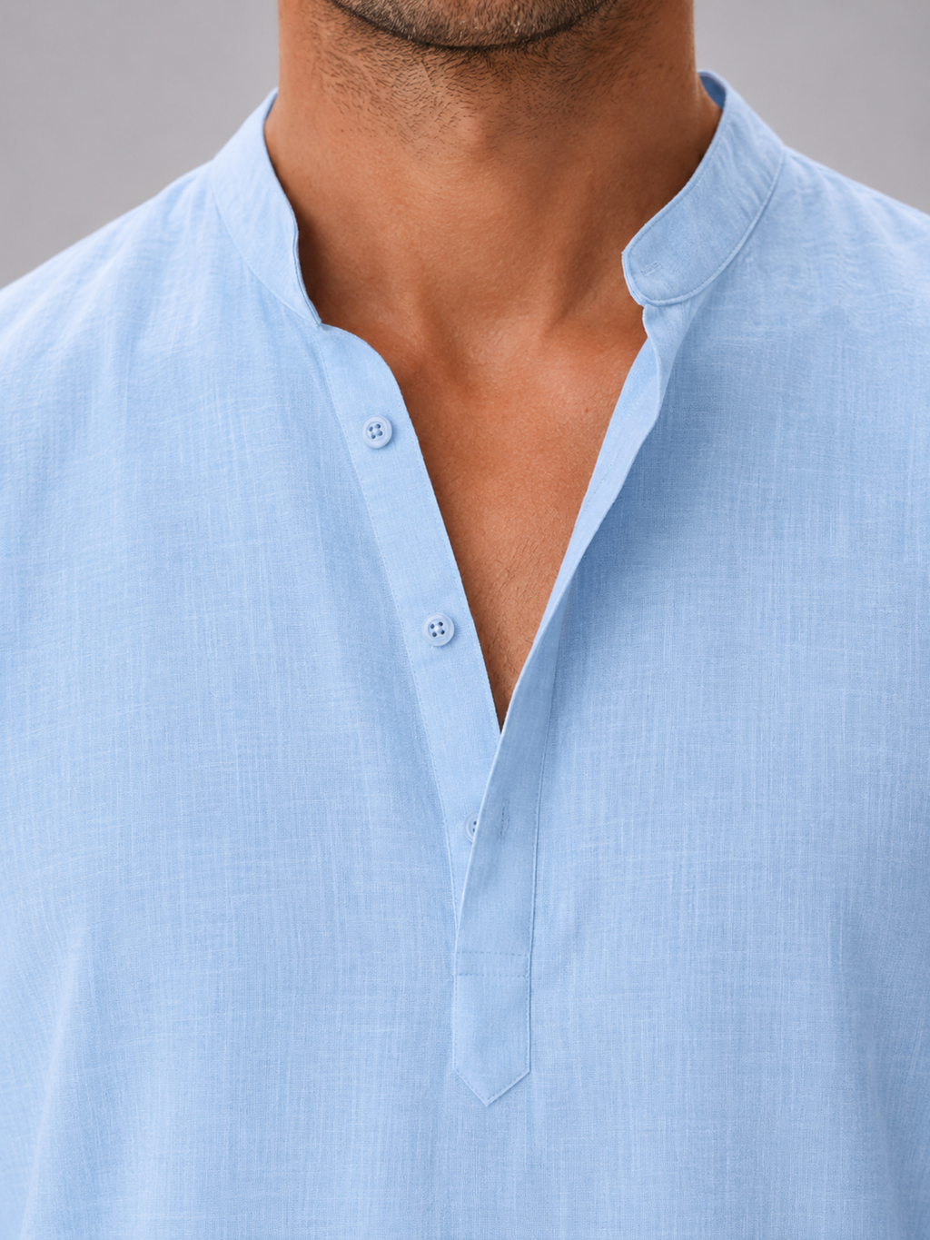 Men’s Stand Collar Summer Shirt – Relaxed Modern Fit