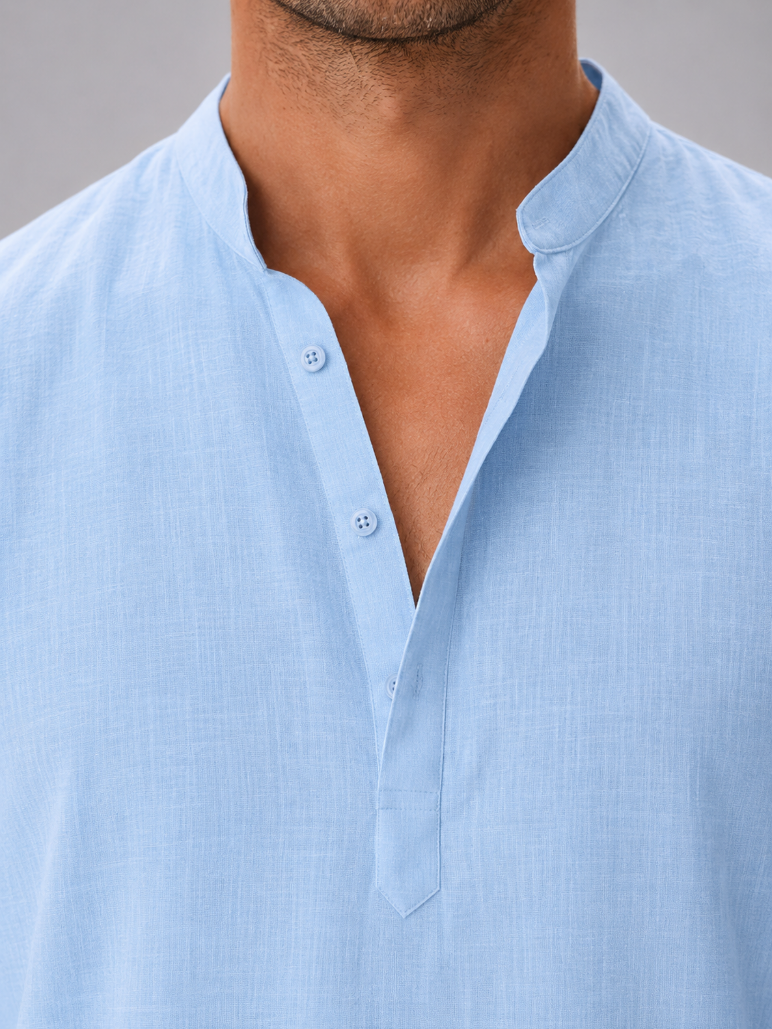 Men’s Stand Collar Summer Shirt – Relaxed Modern Fit