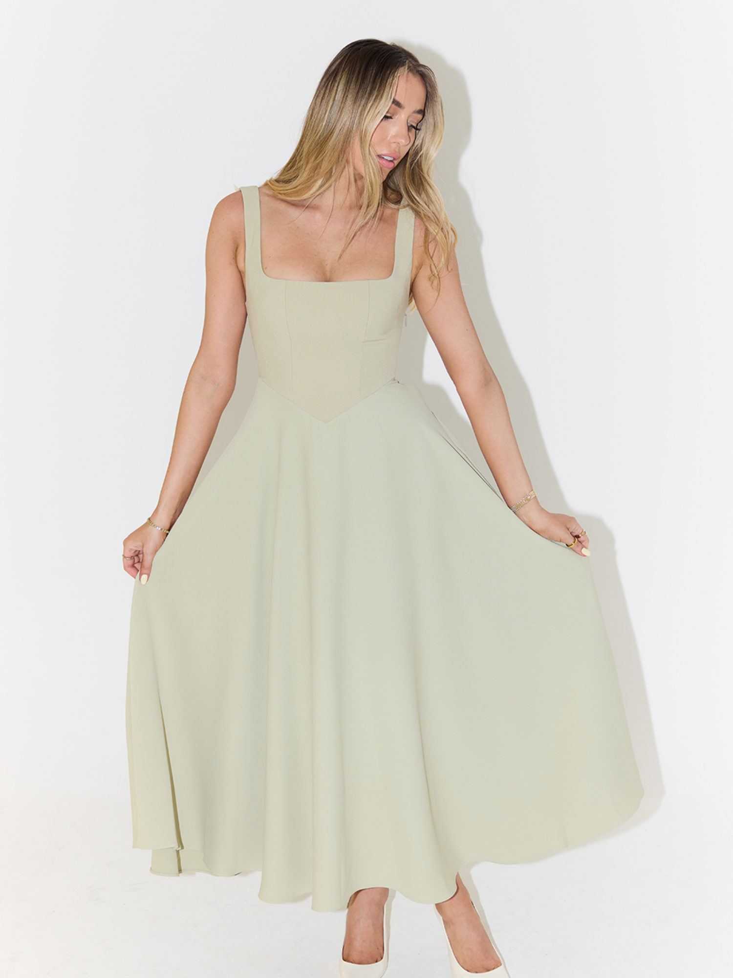 Women's Square Neck Sleeveless Maxi Dress