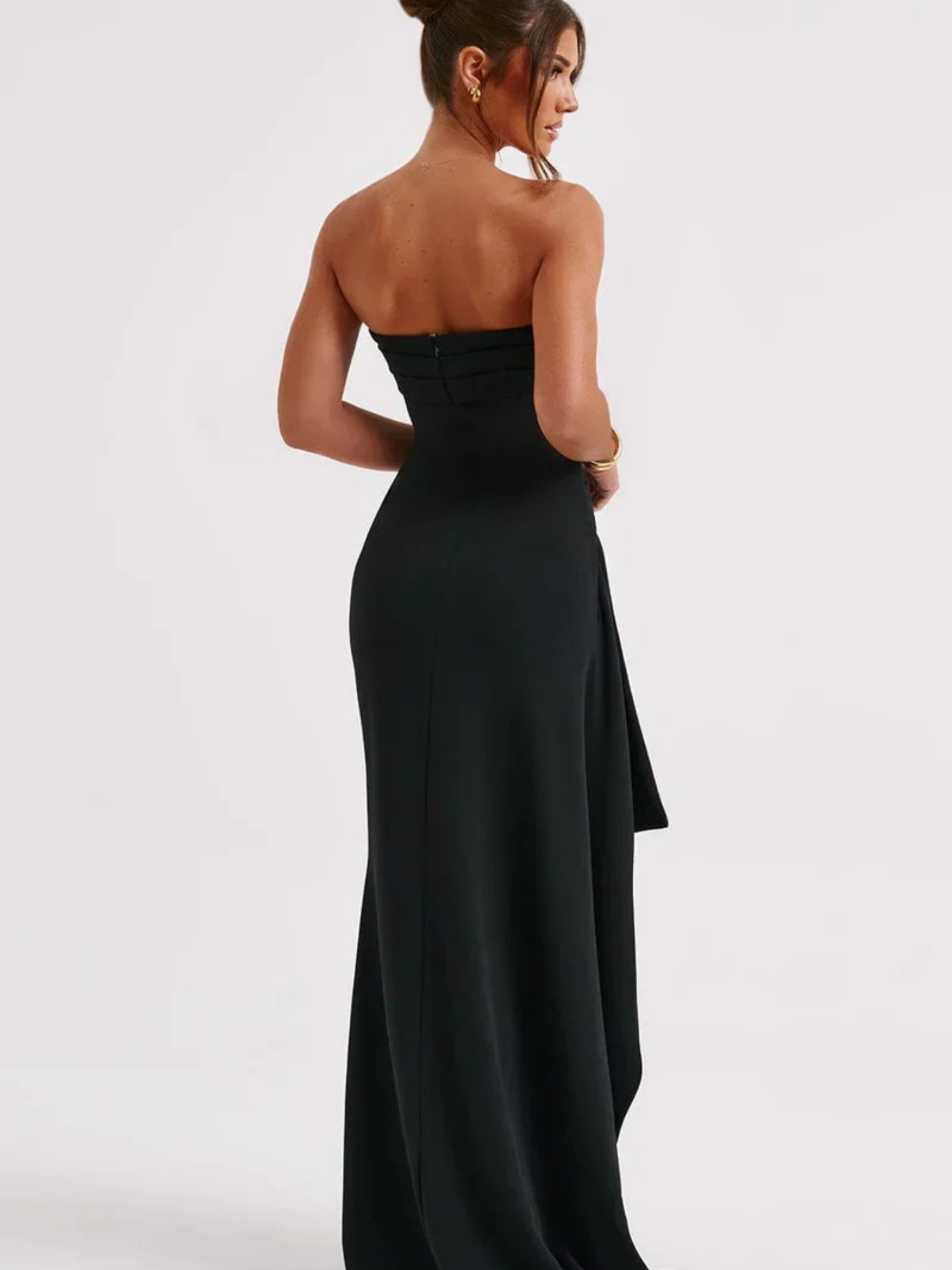 Women's Strapless Maxi Dress with Side Slit