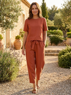 Women’s Crop Top and Tapered Trousers Set with Relaxed Fit