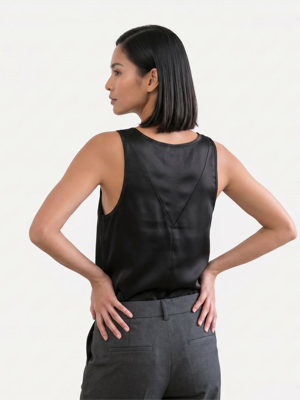 Women's V-Neck Satin-Style Sleeveless Top
