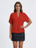 Women's V-Neck Short Sleeve Blouse