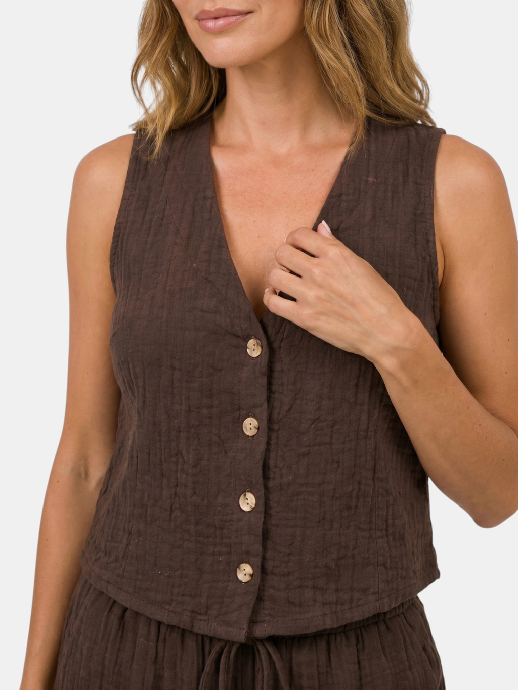 Women’s V-Neck Waistcoat and Wide-Leg Trousers Set