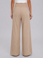 Women’s Wide Leg Trousers – Smocked High Waist Design