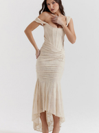 Women's Draped Corset High-Low Gown
