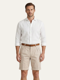 Men’s Double Pleat Chino Shorts – Turn-Up Hem