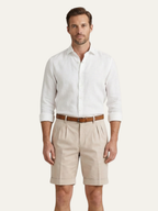 Men’s Double Pleat Chino Shorts – Turn-Up Hem
