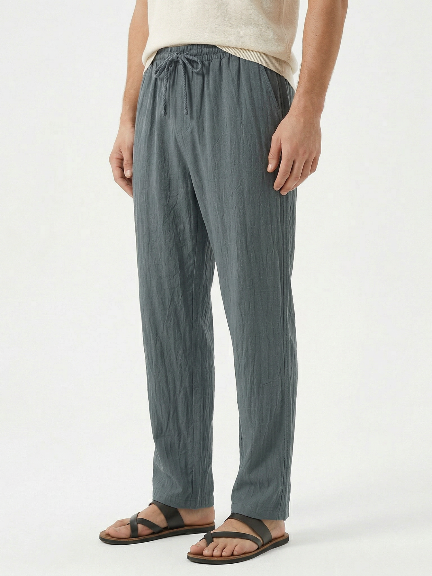 Men’s Casual Straight-Leg Drawstring Trousers