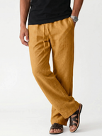 Men's Drawstring Straight-Leg Linen Trousers