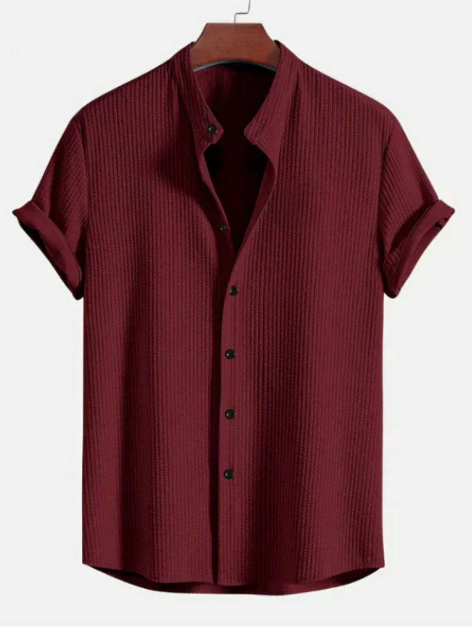 Men’s Mandarin Collar Short Sleeve Shirt