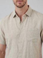 Men’s Short-Sleeve Linen Shirt with Button Closure