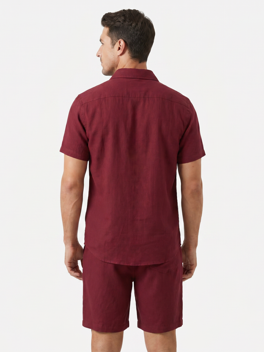 Men’s Short Sleeve Button Shirt and Shorts Two-Piece Set