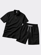 Men’s Short Sleeve Polo Shirt and Shorts Two-Piece Set