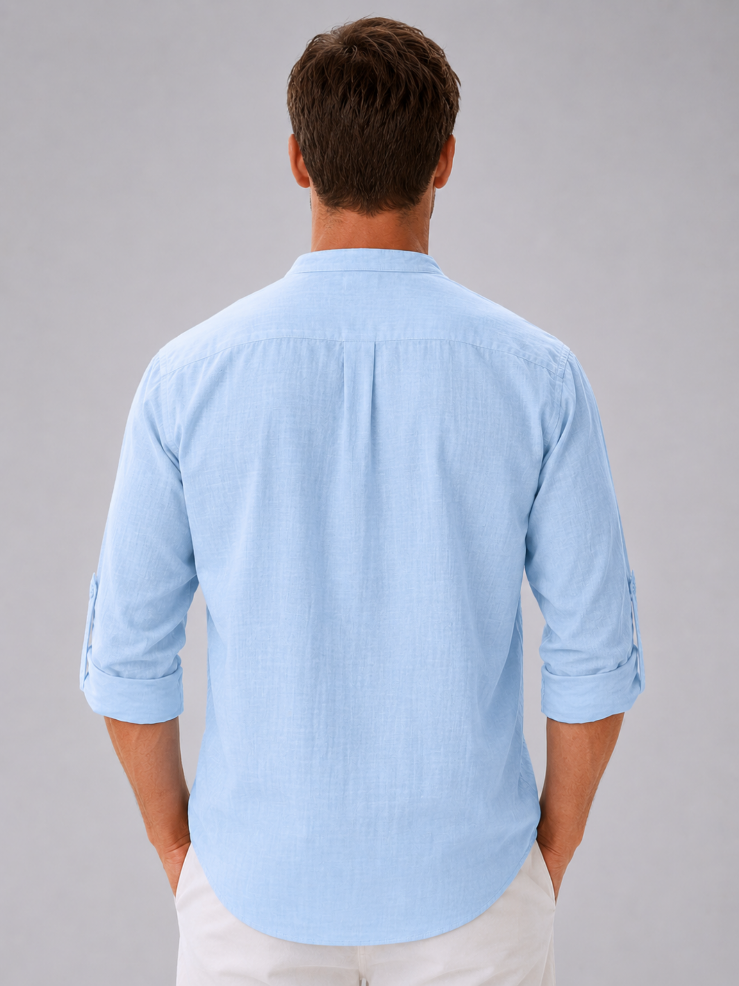 Men’s Stand Collar Summer Shirt – Relaxed Modern Fit