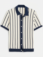 Men’s Striped Knit Polo Shirt – Short Sleeve Button-Down