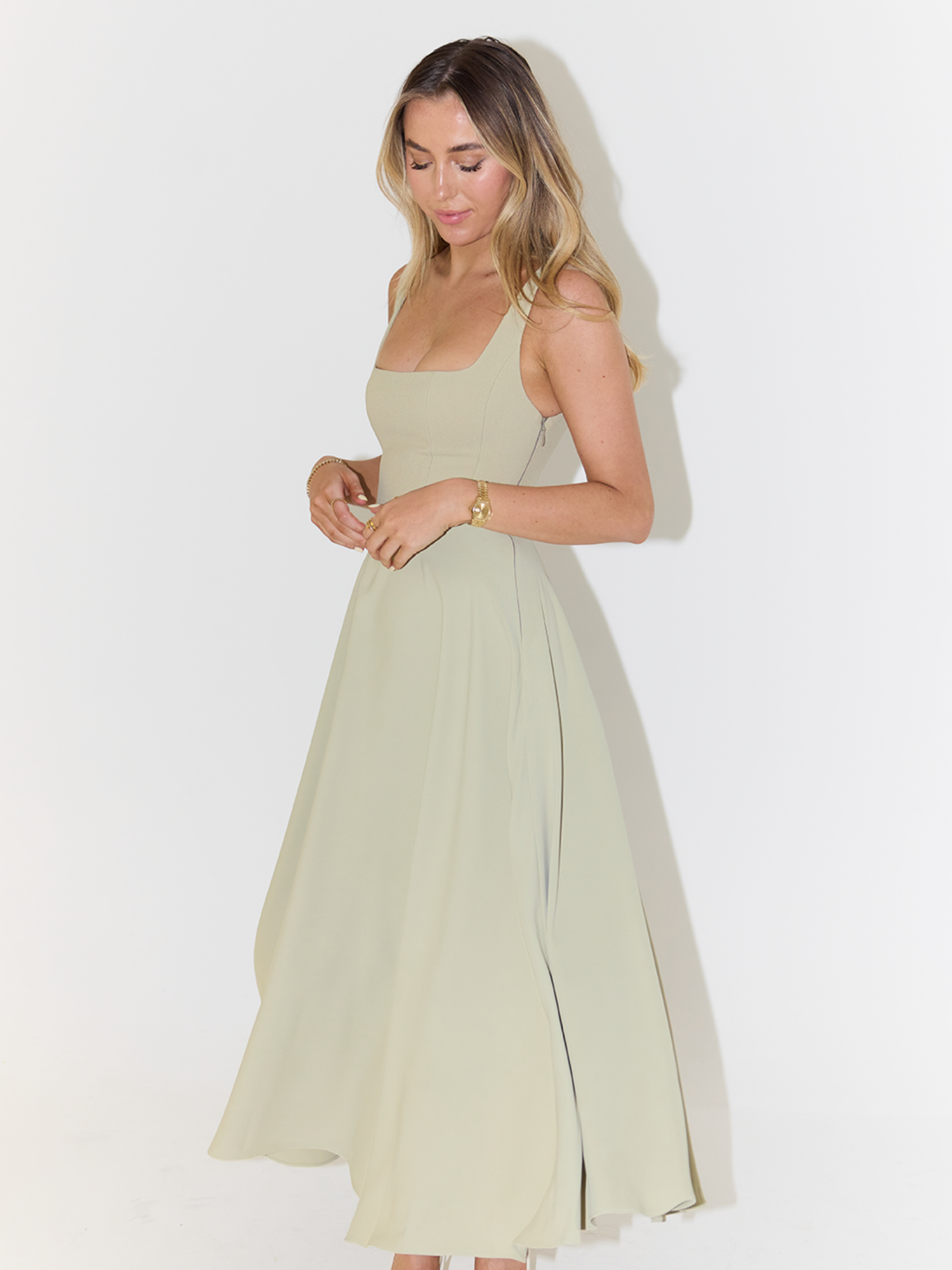 Women's Square Neck Sleeveless Maxi Dress