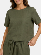 Women’s Crop Top and Tapered Trousers Set with Relaxed Fit